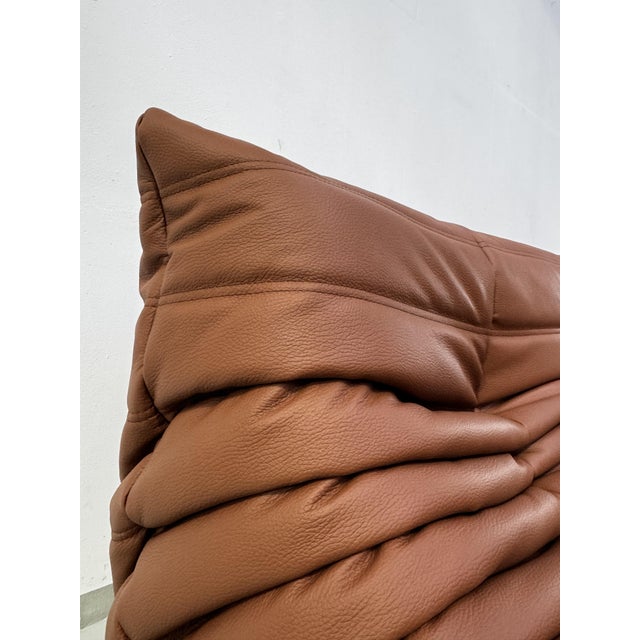 French Togo Sofa in Thick Cognac Cow Leather by Michel Ducaroy for Ligne Roset For Sale - Image 9 of 15