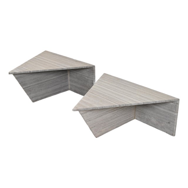 Postmodern Italian Granite Triangular Side Tables, Pair For Sale