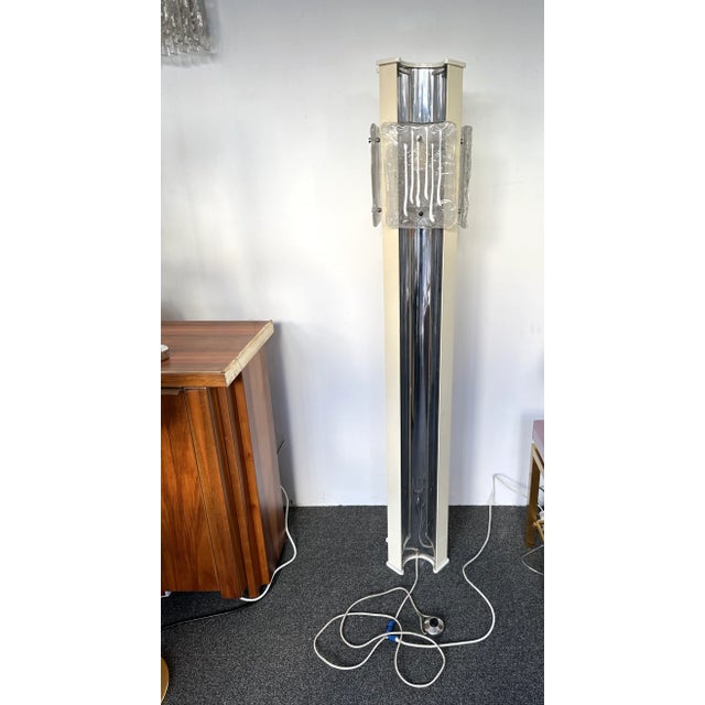 Silver Mid-Century Modern Murano Glass and Metal Floor Lamp by Esperia, Italy, 1970s For Sale - Image 8 of 13