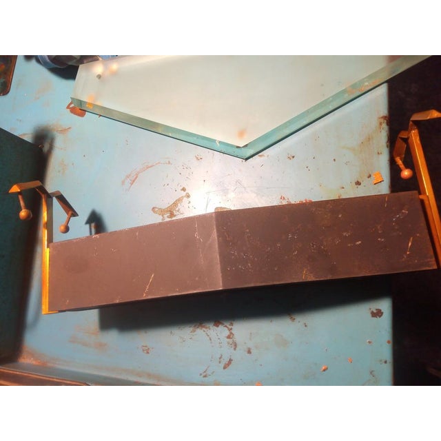 Max Ingrand wall sconces model 1943. Fountain Art. Italy, 1960. Crystal, Enamelled Brass, Brass. This piece is attributed...