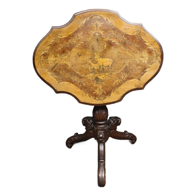 Victorian Black Forest Style Marquetry Walnut & Satinwood Occasional Table For Sale