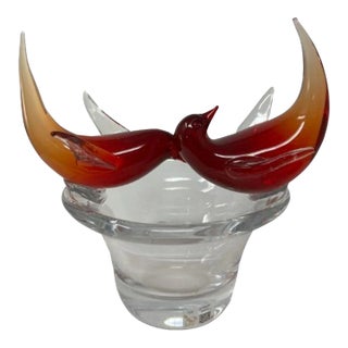 Murano Glass Redbirds on a Nest For Sale