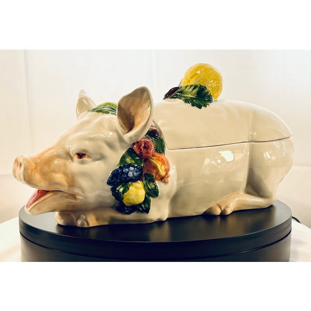 Bring a touch of Italian farmhouse charm to your table with this whimsical Vietri ceramic pig tureen. Made of glazed...
