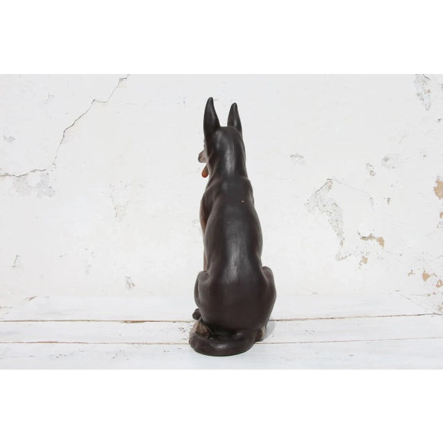 French Provincial 1940s German Shepherd Earthenware Figurine, Portuguese For Sale - Image 3 of 13