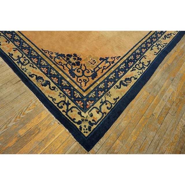 1920s Floral Medallion 1920s Hand Knotted Salmon Field Antique Chinese Peking Rug For Sale - Image 5 of 7