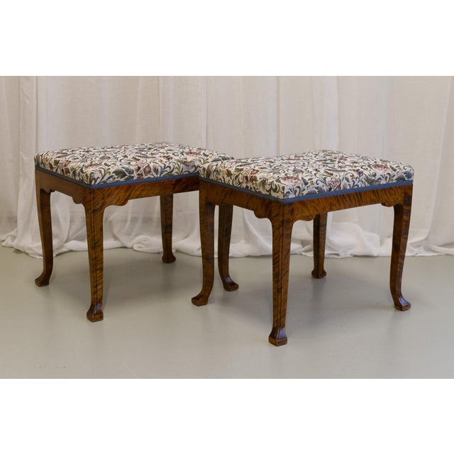 Antique Danish Rococo Style Stools in Birch, 1870s. Set of 2. Lovely pair of matching stools made in Denmark in the late...