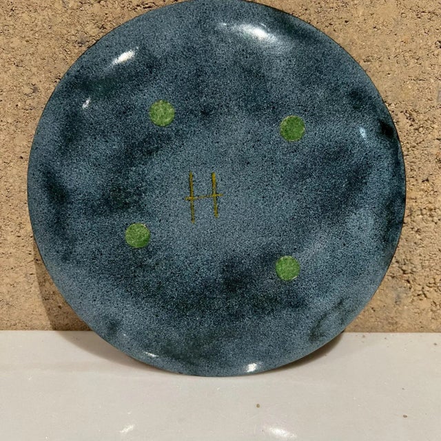 1960s Modernist Flower Powder Blue and Pink Copper Enamel Plate For Sale In San Diego - Image 6 of 9