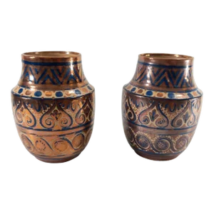 Mid-Century Pair of Hispano-Moresque Style Luster Vases