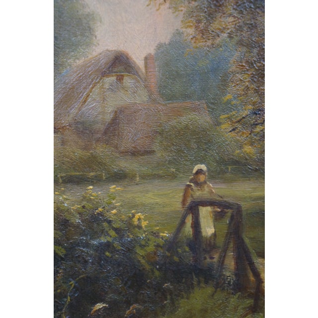 Antique 1906 Henry Maidment Pastoral Country Landscape Oil Painting 32" For Sale - Image 6 of 13