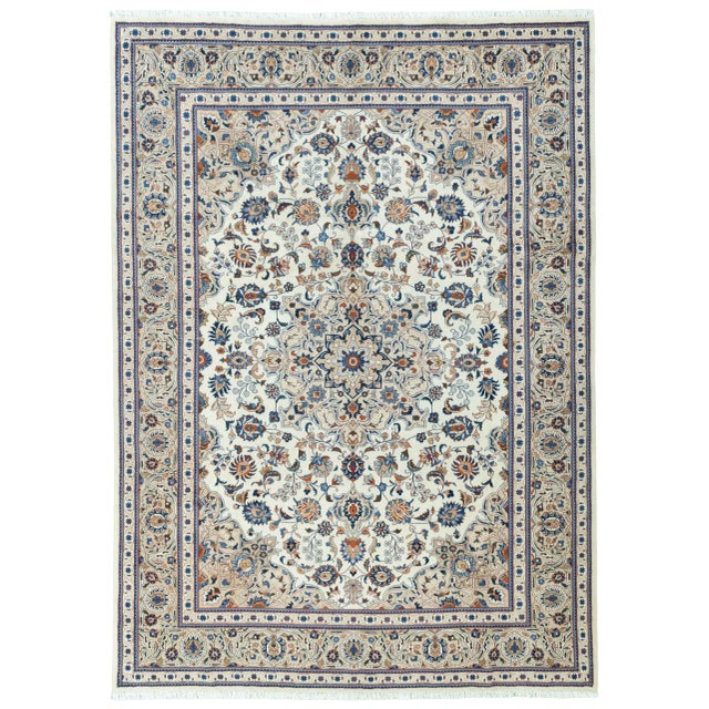 Hand-Knotted Cork Wool Kashmar Rug with Floral Design, 1990s For Sale - Image 13 of 13
