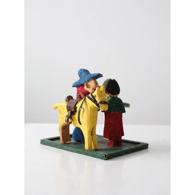 Vintage Folk Art Cowboy Scene For Sale - Image 4 of 5