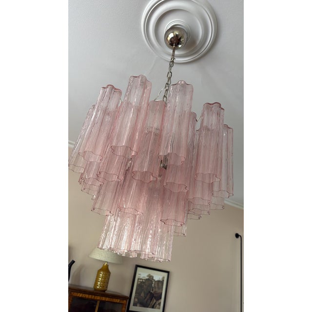 Pink Murano Glass Tronchi Chandelier For Sale - Image 12 of 12