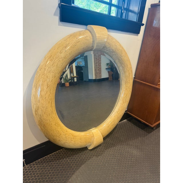 1970s Tessellated Bone Mirror After Karl Springer For Sale - Image 9 of 12