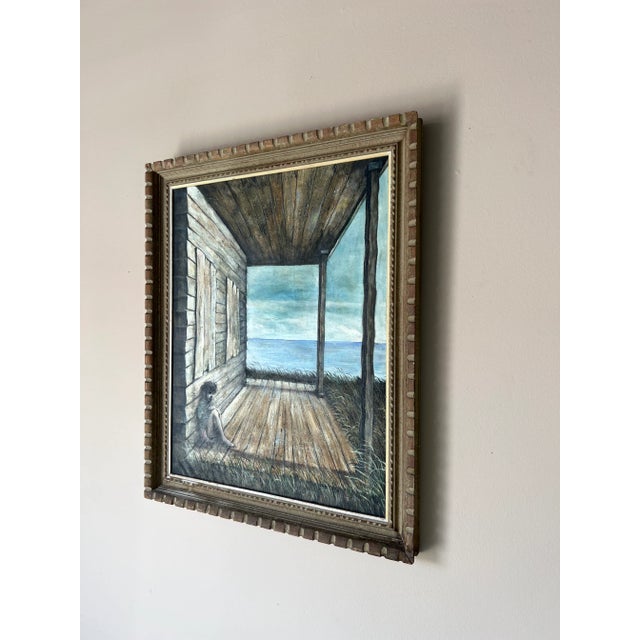 70's Vintage Impressionist Figurative Landscape Oil Painting, Signed For Sale - Image 4 of 12