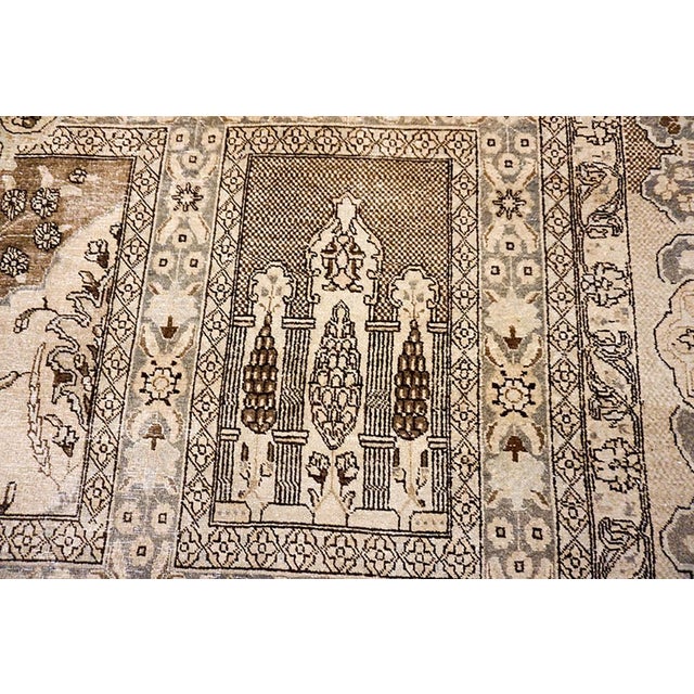 Textile Awesome Tan Beige Color With Intricate Figurative Design Antique Tabriz Rug For Sale - Image 7 of 9
