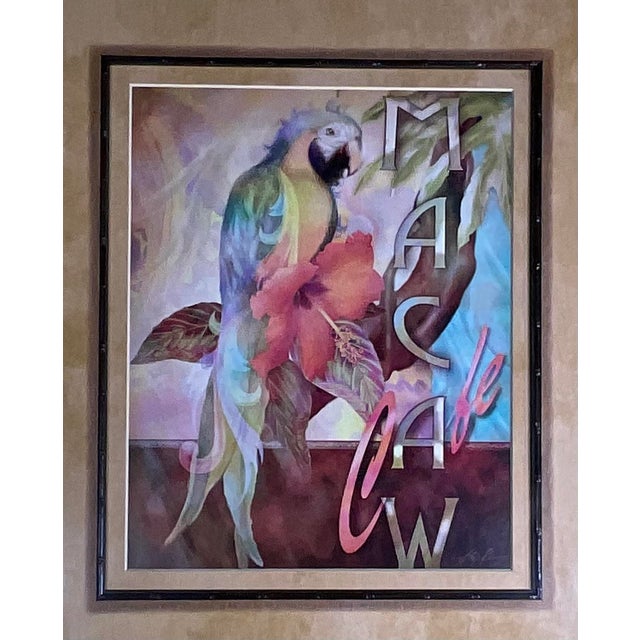 Set of 2 Alma Lee Tropical Macaw Café Framed Art Prints - Bamboo Frames For Sale - Image 4 of 18