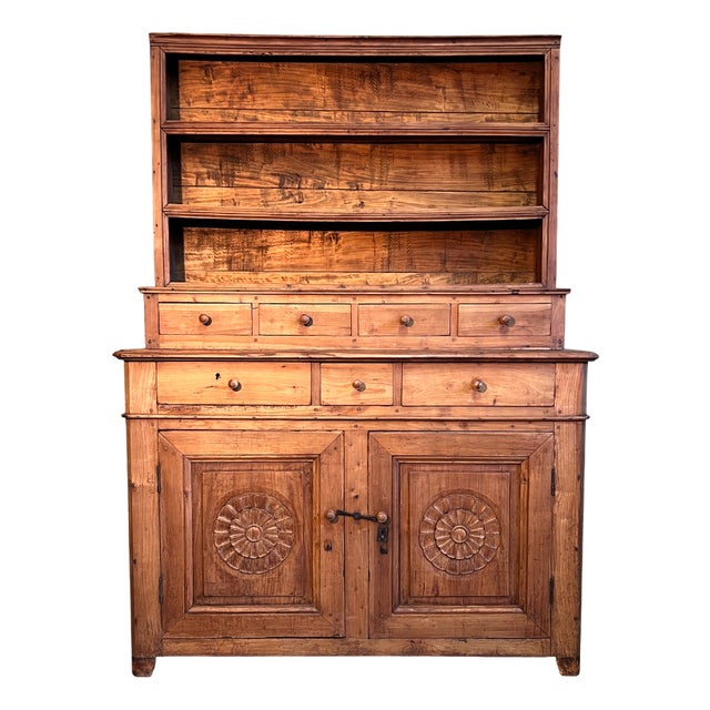 Rustic Cherrywood Plate Credenza, 1800s For Sale