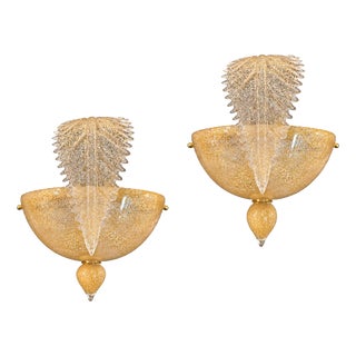 Golden Murano Glass Wall Sconces by La Murrina, 1990, Set of 2 For Sale
