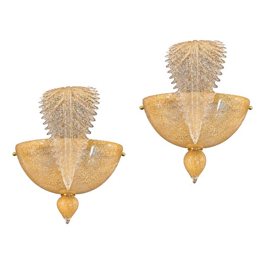 Golden Murano Glass Wall Sconces by La Murrina, 1990, Set of 2 For Sale