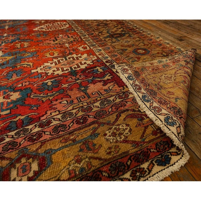 Tribal 1890s Antique Red Tribal Geometric Nw Persian Heriz Serapi Knotted Wool Rug For Sale - Image 3 of 7