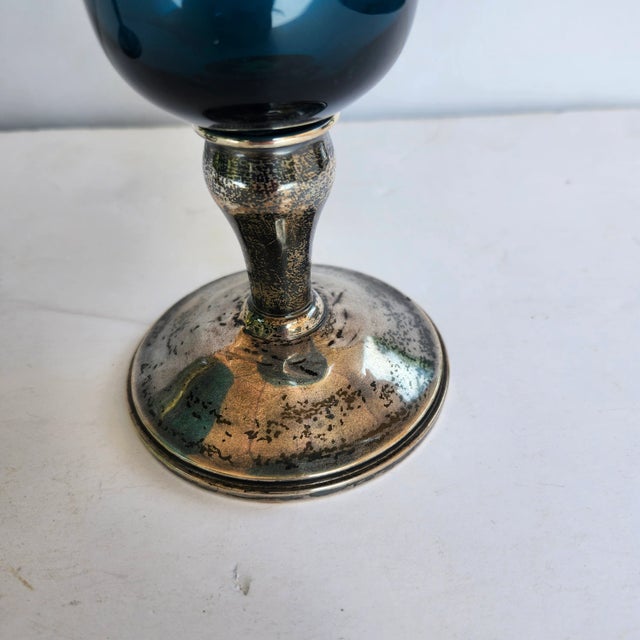 Gorham Vintage Gorham Footed Vases Turquoise and Sterling Silver-a Pair For Sale - Image 4 of 12