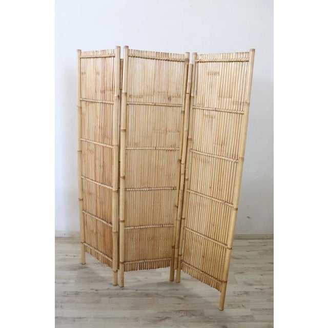 Vintage 3-Panel Bamboo Screen, 1980s For Sale - Image 6 of 8