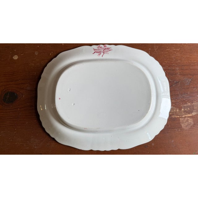 A Very Fine Antique Pink Transferware Decorated Staffordshire Pattern Platter "Asiatic Plants" Pattern, Circa 1840's For Sale - Image 6 of 11