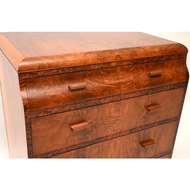 Brown Art Deco Burr Walnut Chest of Drawers, 1930 For Sale - Image 8 of 11
