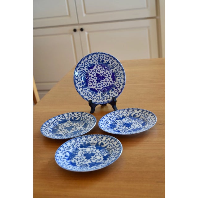 Japanese 1920s Japanese Pheonix Bread & Butter Plates (Set of 4) For Sale - Image 3 of 5