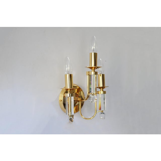 Hollywood Regency Vintage Wall Light in Gold Plated and Crystal from Stilkronen, 1980s For Sale - Image 3 of 9