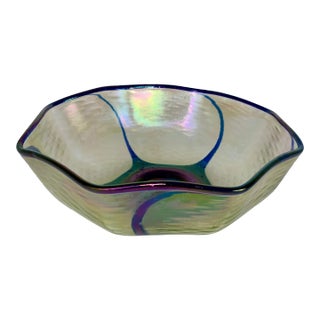 Vintage Art Deco Czech Kralik Iridescent Art Glass Bowl For Sale