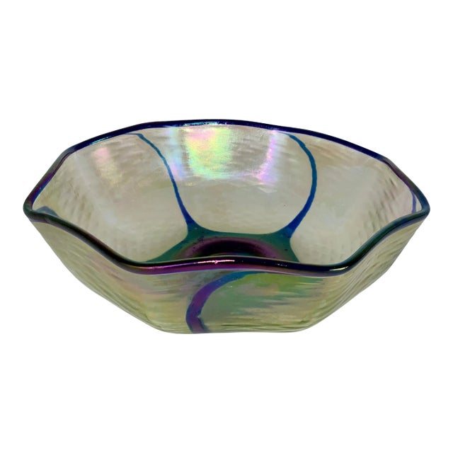 Vintage Art Deco Czech Kralik Iridescent Art Glass Bowl For Sale