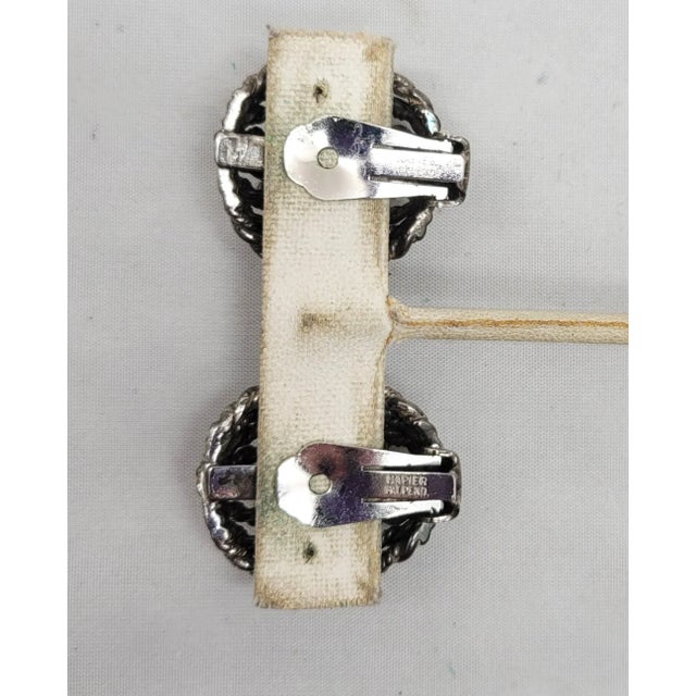 1970s Vintage 1970s Signed Napier Modernist Silvertone Bumpy Half Hoop Clip Earrings - 2 Pieces For Sale - Image 5 of 6