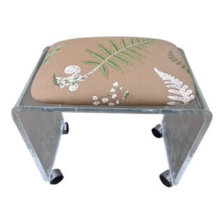 The House of Scalamandr�� Elsie De Wolfe Vintage Lucite Vanity Stool Bench For Sale