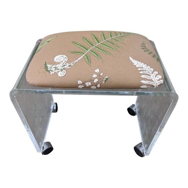 The House of Scalamandr�� Elsie De Wolfe Vintage Lucite Vanity Stool Bench For Sale