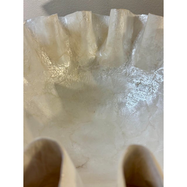 Coastal Vintage Coastal Capiz Shell Decorative Bowl With Ruffled Edges For Sale - Image 3 of 5