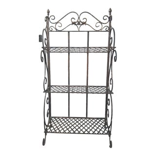 Vintage French Country 3-Tier Collapsible Gilded Iron Arched Stand For Sale