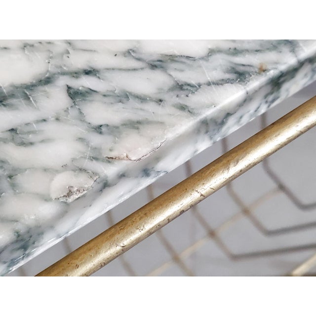 Vintage Brass and Marble Rolling Magazine Rack, 1950s For Sale - Image 11 of 13