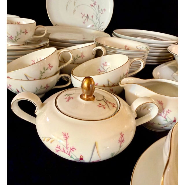 Metal 1930s Eschenbach Bird Multicolor Leaves and Grasses Dinnerware Set - 50 pcs For Sale - Image 7 of 12