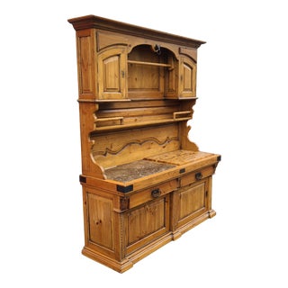 Very Fine 20th Century Pine French Boucherie Butchers Shop Dining Room Cupboard Cabinet For Sale