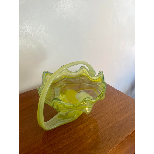 Murano Vintage Murano Attributed Glass Basket For Sale - Image 4 of 6