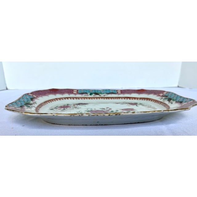 Antique 18th Century Chinese Export Famille Rose Porcelain Platter - Qianlong Period For Sale - Image 16 of 17