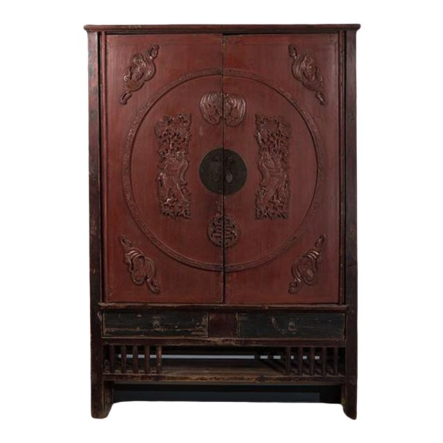 Antique Chinese Carved And Painted Armoire Chairish
