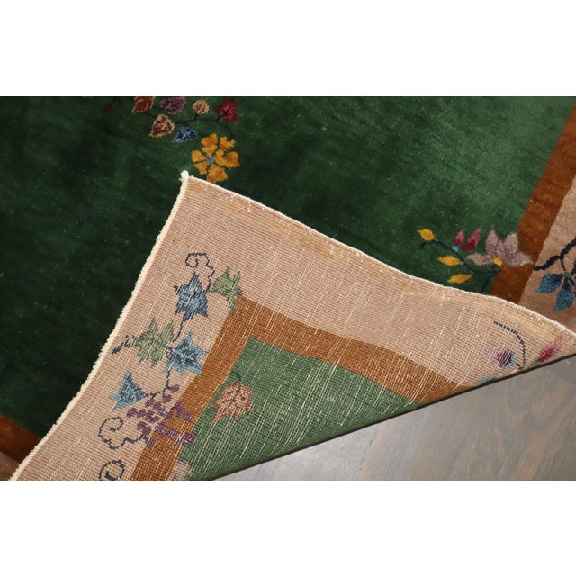 Green Art Deco Chinese Accent Rug no. 31626 For Sale - Image 4 of 4
