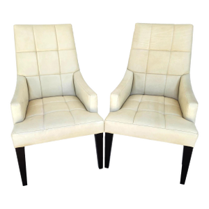 Barbara Barry for Henredon Leather Dining Accent Armchairs Set of 2