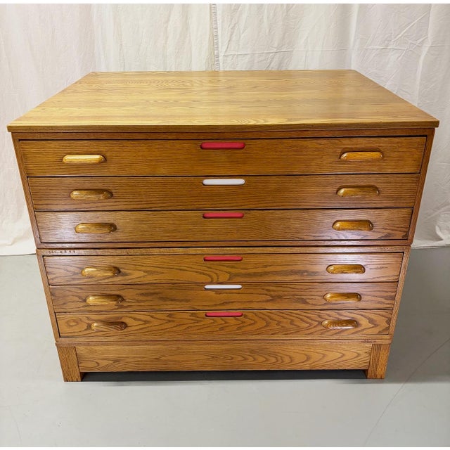 Vintage Arts & Crafts solid oak architect's blueprint flat file by Hamilton Industries. This is an original set – made up...