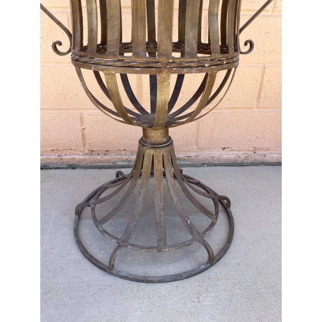 Metal Vintage Wrought Iron Indoor/Outdoor Garden Urn For Sale - Image 7 of 8