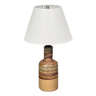 1950s Tue Poulsen, Table Lamp, Beige Stoneware, Denmark For Sale
