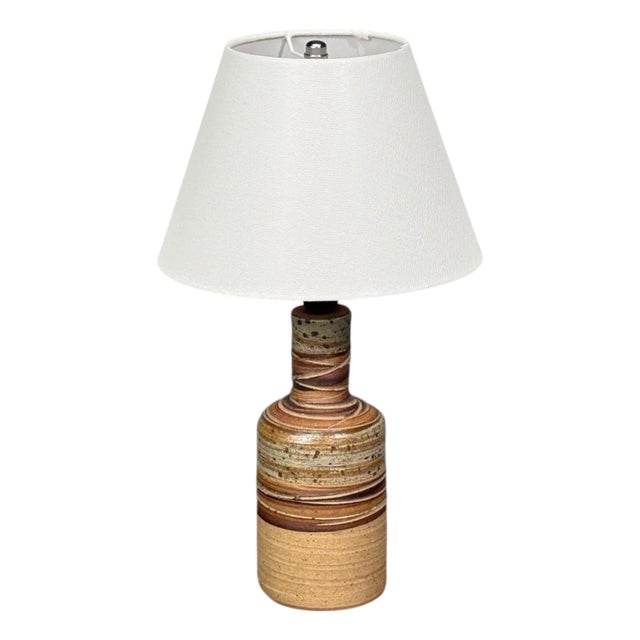 1950s Tue Poulsen, Table Lamp, Beige Stoneware, Denmark For Sale
