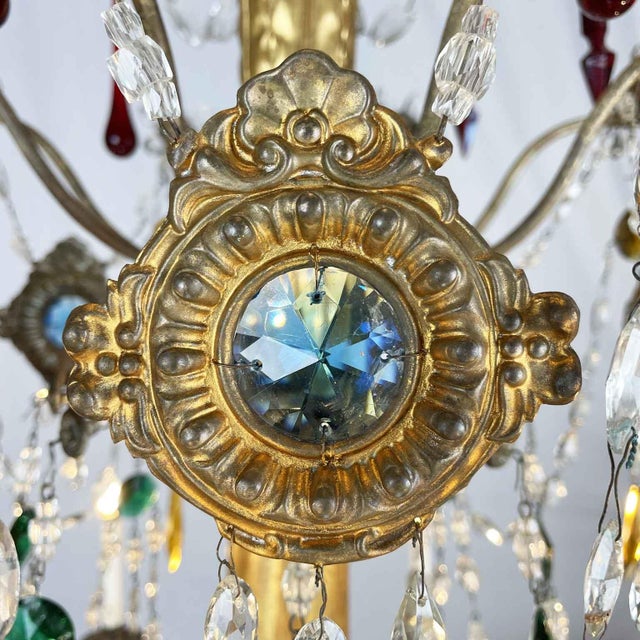 Antique Genoese Empire Chandeliers in Crystal and Gilded Wood, 1780s, Set of 2 For Sale - Image 12 of 14